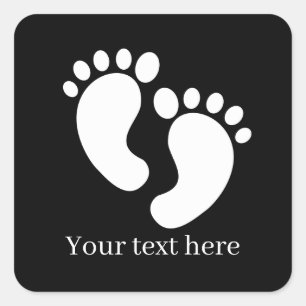 Sticker Carré Jolis pieds de bébé noir blanc unisexe