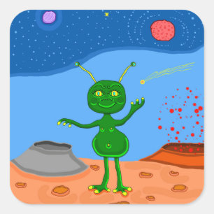 Sticker Carré Jolly le mignon Alien