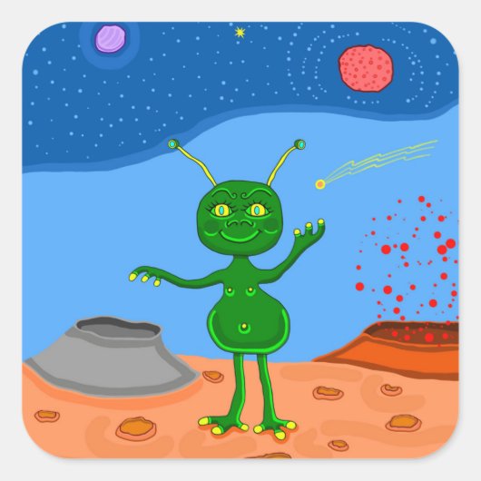 Sticker Carré Jolly le mignon Alien (Devant)