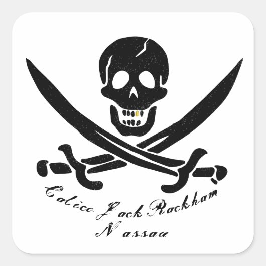 Sticker Carré Jolly roger Drapeau du Pirate de Calico Jack Nassa (Devant)