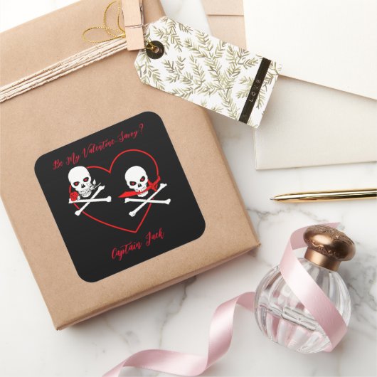 Sticker Carré Jolly roger Pirate Valentine (Cadeaux)