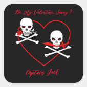 Sticker Carré Jolly roger Pirate Valentine (Devant)