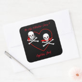 Sticker Carré Jolly roger Pirate Valentine (Enveloppe)