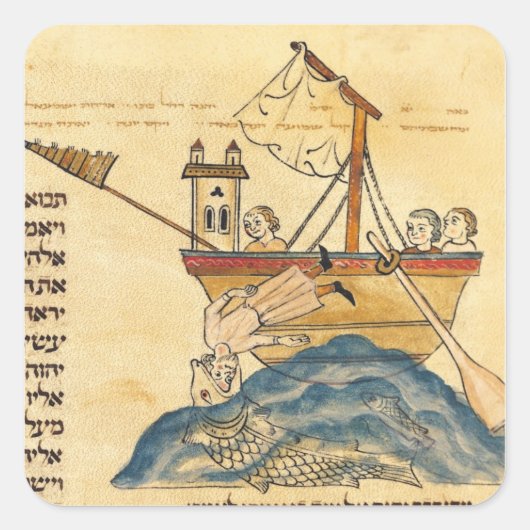 Sticker Carré Jonah mangé par la baleine (Devant)