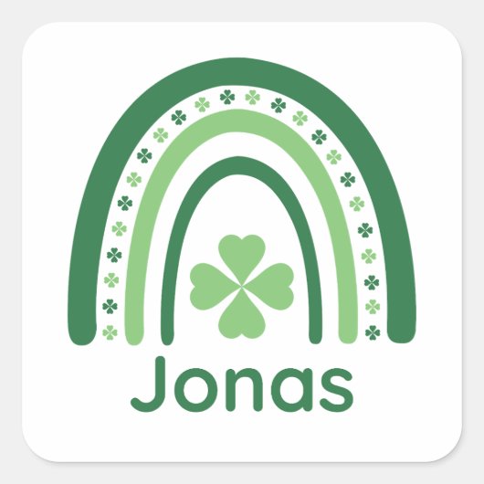 Sticker Carré Jonas Nom Clover Boho Rainbow (Devant)