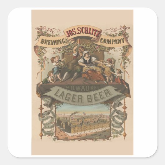 Sticker Carré Jos Schlitz Brew Co. - Bière Vintage (Devant)