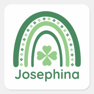 Sticker Carré Josephina Nom Clover Boho Rainbow