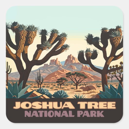 Sticker Carré Joshua Tree National Park California Desert (Devant)