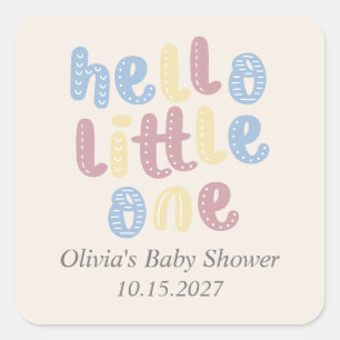 Sticker Carré Jote Boho Hello Little One Baby shower
