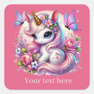 Sticker Carré Jote girls imaginaire licorn ajouter du texte