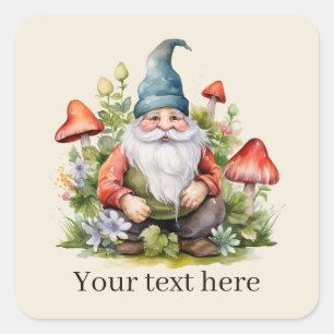 Sticker Carré Jote gnome du jardin ajouter du texte