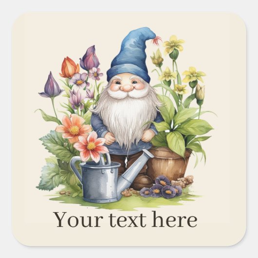 Sticker Carré Jote gnome du jardin ajouter du texte (Devant)