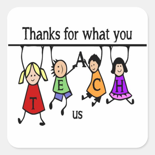 Sticker Carré Jote Kids Cartoon Orthographe Enseignants (Devant)