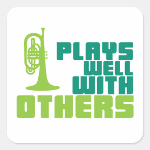 Sticker Carré Joue bien avec les autres - Mellophone