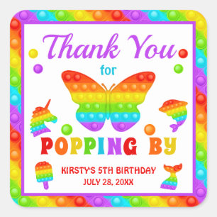 Sticker Carré Jouet Fidget Pop Arc-en-ciel pour Anniversaire