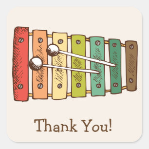 Sticker Carré Jouet Vintage coloré Baby shower Xylophone