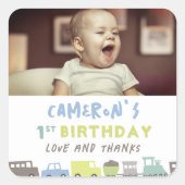 Sticker Carré Jouets Jouets mignons Transport Photo Enfant Anniv (Devant)