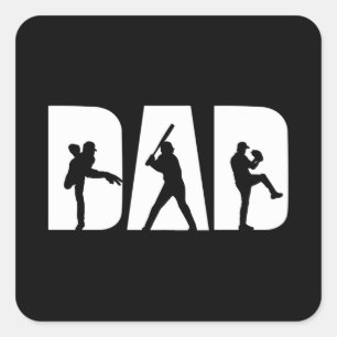 Sticker Carré Joueur de baseball Papa Amateurs de baseball Homme