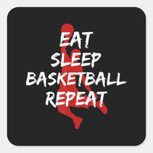 Sticker Carré Joueur De Basket-Ball Cool Mangez Le Basket-Ball