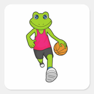 Sticker Carré Joueur de basket-ball de grenouille
