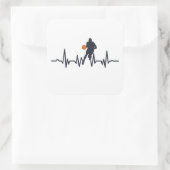 Sticker Carré Joueur de basket-ball dribbling hearbeat (Sac)