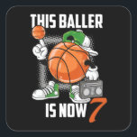 Sticker Carré Joueur de basket-ball du 7e anniversaire Funny 7 a<br><div class="desc">Joueur de basket-ball du 7e anniversaire Funny 7 ans</div>