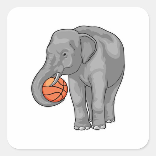 Sticker Carré Joueur de basket-ball éléphant (Devant)