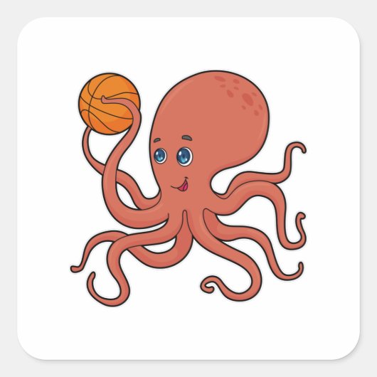 Sticker Carré Joueur de basket-ball Octopus (Devant)