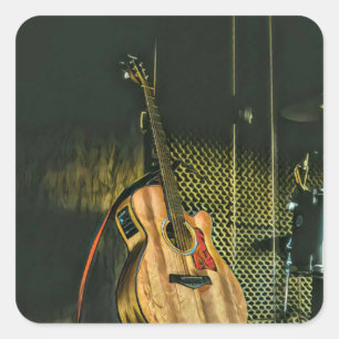 Sticker Carré Joueur de basse guitare