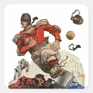 Sticker Carré Joueur de football américain vintage en train de c