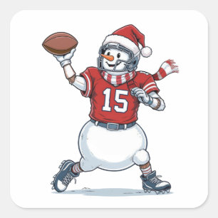 Sticker Carré Joueur de football Bonhomme de neige Noël 2026 Vac