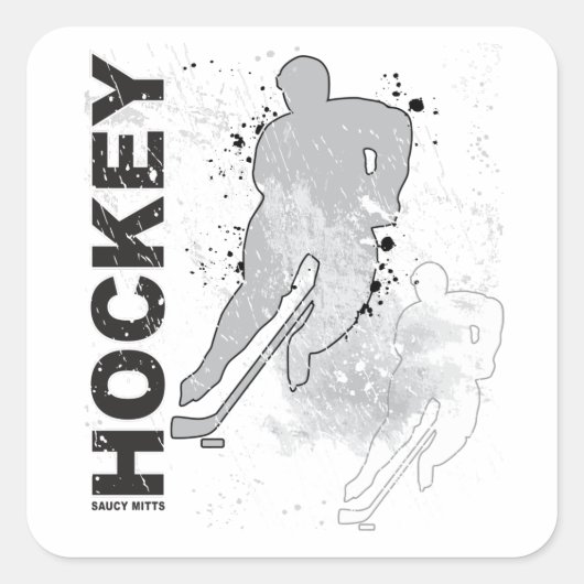 Sticker Carré Joueur de hockey à double vision (Devant)