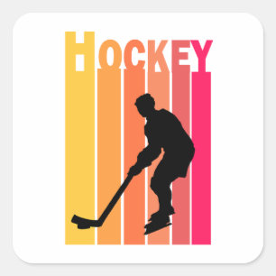 Sticker Carré Joueur de hockey Vintage