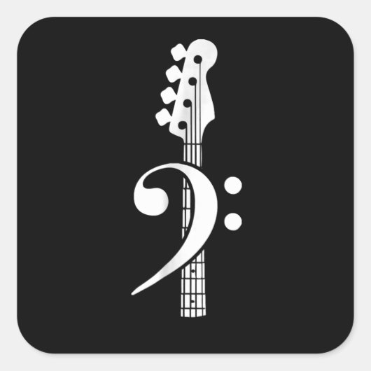 Sticker Carré Joueur de la Bass Guitar - Bass Guitar Musicien (Devant)