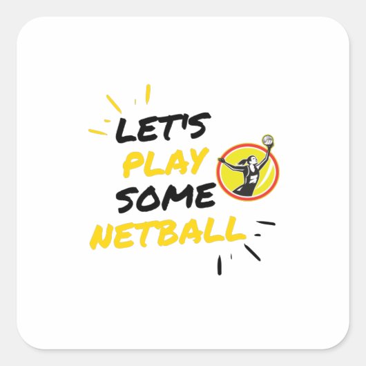 Sticker Carré Joueur de Netball (Devant)