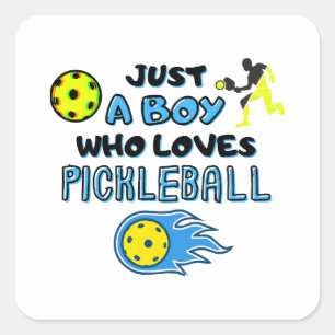 Sticker Carré Joueur de Pickleball Drôle Juste Un Garçon Qui Aim