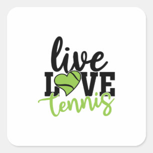 Sticker Carré Joueur de tennis Live Love Tennis