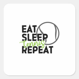 Sticker Carré Joueur de tennis Mangez Sleep Tennis Repeat