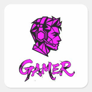 Sticker Carré Joueur Géométrique Rose Foncé
