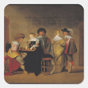 Sticker Carré Joueurs de backgammon