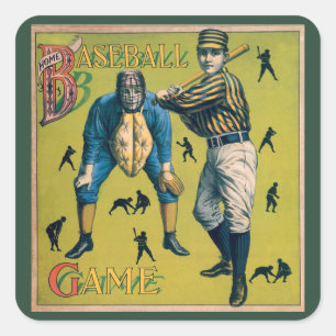 Sticker Carré Joueurs de baseball de sport vintage au match à do