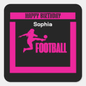 Sticker Carré Joueuse de football fille, équipe fille d'annivers (Devant)