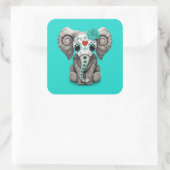 Sticker Carré Jour bleu de l'éléphant mort (Sac)