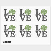 Sticker Carré Jour de la Saint Patrick LOVE avec shamrock (Feuille)