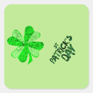 Sticker Carré Jour de la St Patrick shamrock vintage Paillette v
