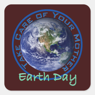 Sticker Carré Jour de la terre - prenez soin de votre mère