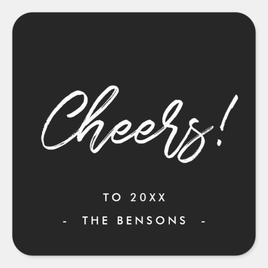 Sticker Carré Jour de l'an noir et blanc typographie moderne (Devant)