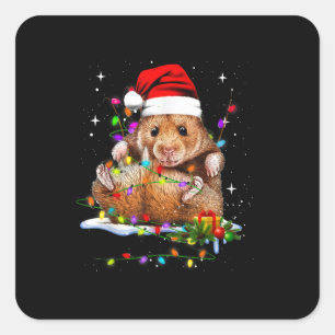 Sticker Carré Jour de Noël du mignon Hamster