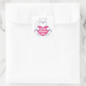 Sticker Carré Jour des Valentines, Chat Holding Heart (Sac)