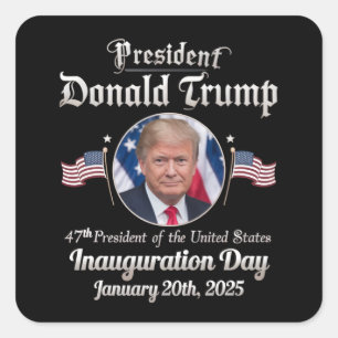 Sticker Carré Jour d'investiture de Trump 2025 47e président des